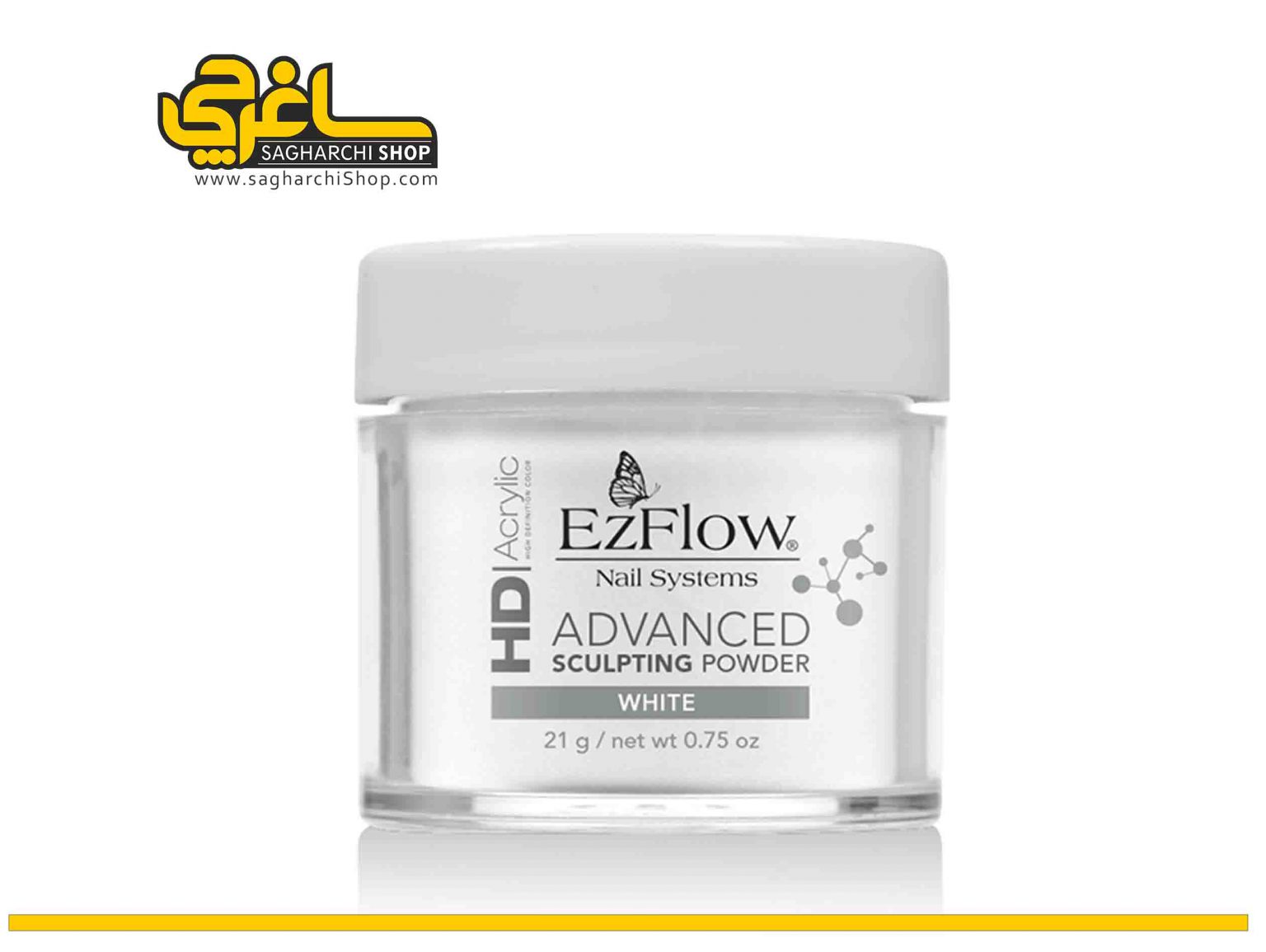 پودر کاشت ناخن سفید گچی HD Acrylic White ایزی فلو EzFlow - Image 4